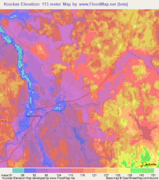 Kruckas,Latvia Elevation Map