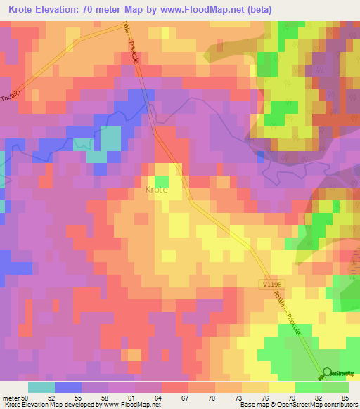 Krote,Latvia Elevation Map