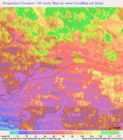 Kropmuiza,Latvia Elevation Map