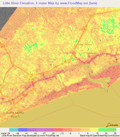 Little River,US Elevation Map