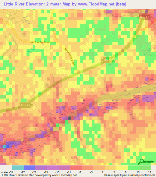 Little River,US Elevation Map