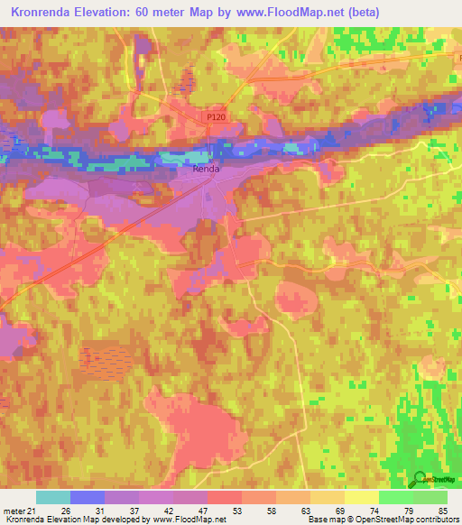 Kronrenda,Latvia Elevation Map