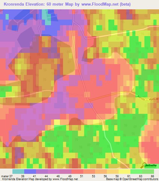 Kronrenda,Latvia Elevation Map