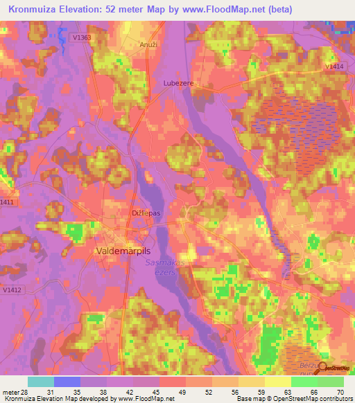 Kronmuiza,Latvia Elevation Map