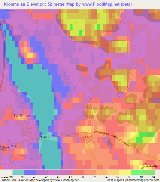 Kronmuiza,Latvia Elevation Map