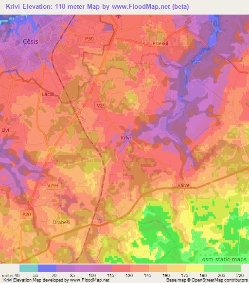 Krivi,Latvia Elevation Map