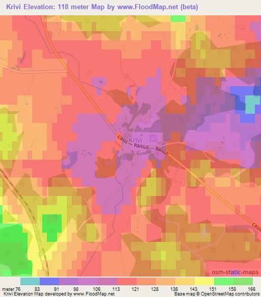 Krivi,Latvia Elevation Map