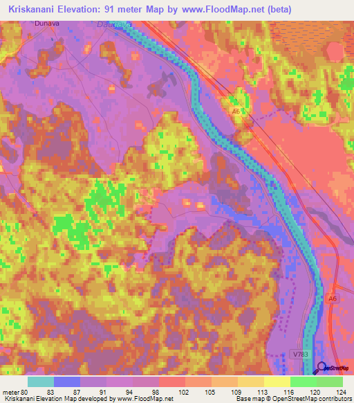 Kriskanani,Latvia Elevation Map