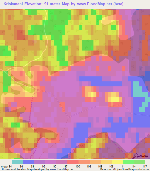 Kriskanani,Latvia Elevation Map