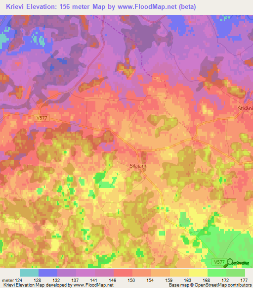 Krievi,Latvia Elevation Map