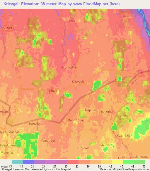 Krievgali,Latvia Elevation Map