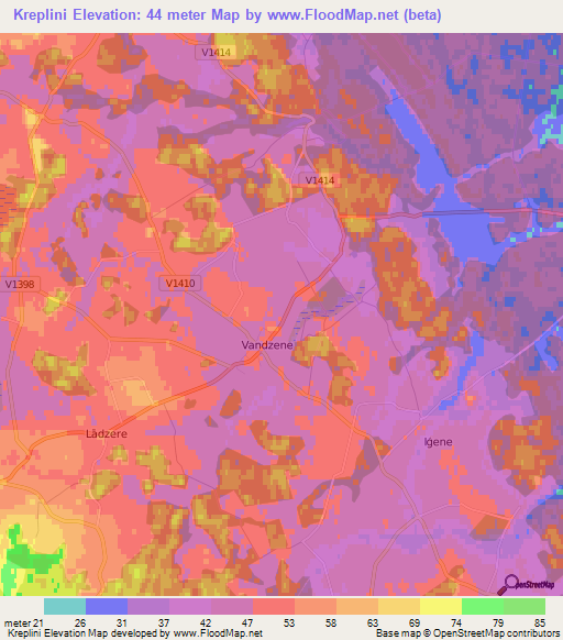 Kreplini,Latvia Elevation Map