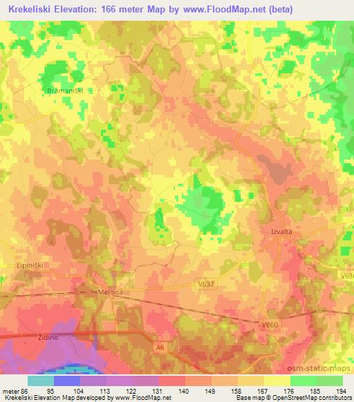 Krekeliski,Latvia Elevation Map