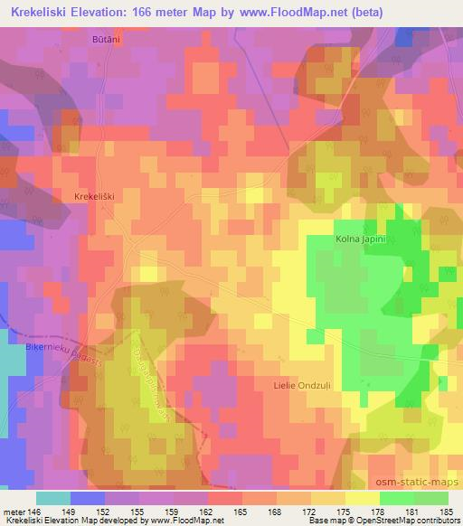 Krekeliski,Latvia Elevation Map