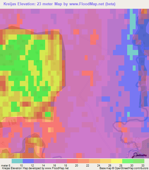 Kreijas,Latvia Elevation Map