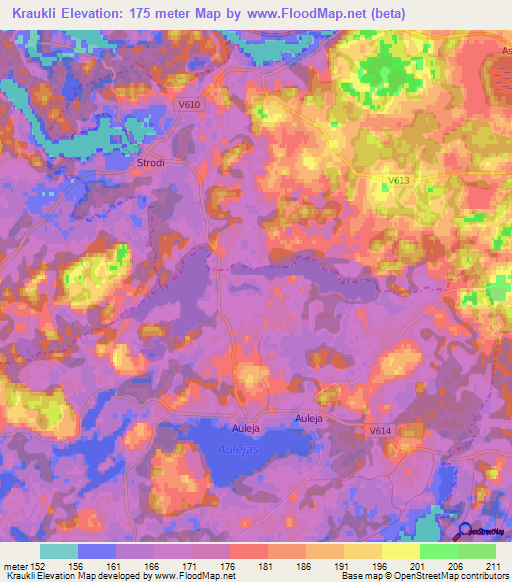 Kraukli,Latvia Elevation Map