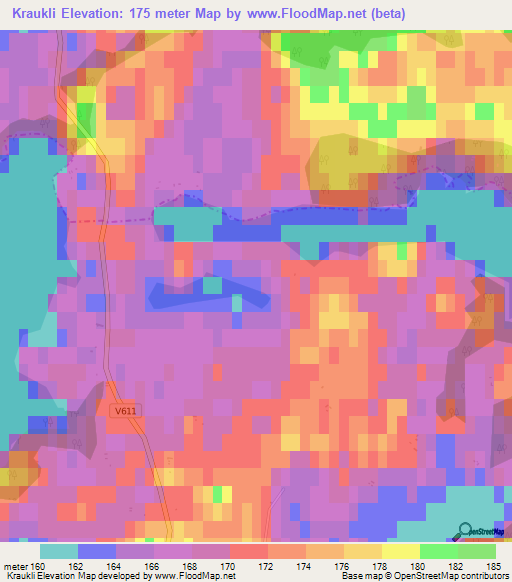 Kraukli,Latvia Elevation Map