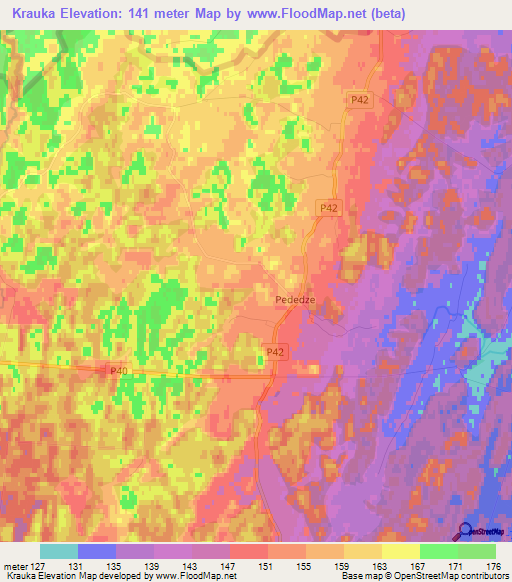 Krauka,Latvia Elevation Map