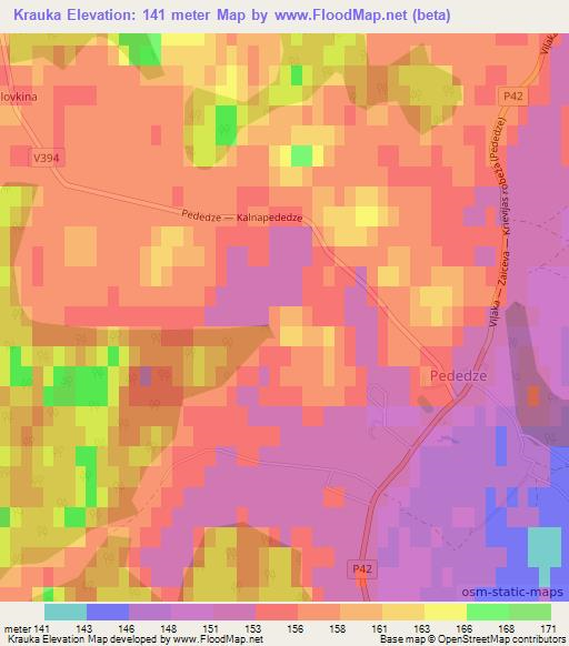 Krauka,Latvia Elevation Map