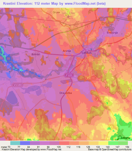 Krastini,Latvia Elevation Map