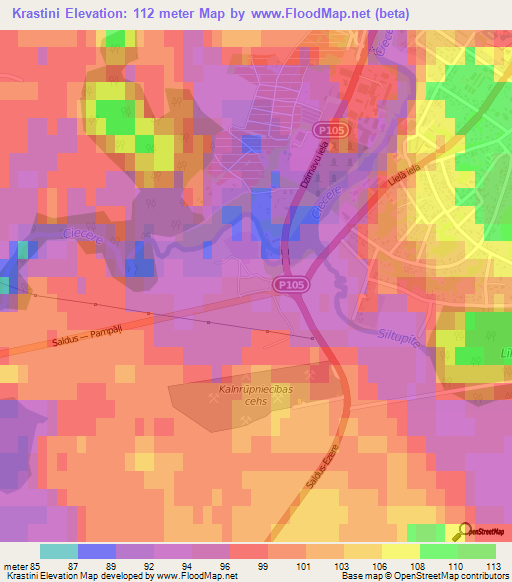 Krastini,Latvia Elevation Map