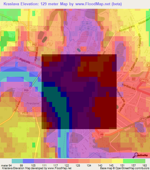 Kraslava,Latvia Elevation Map