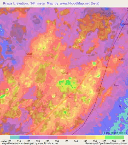 Krapa,Latvia Elevation Map