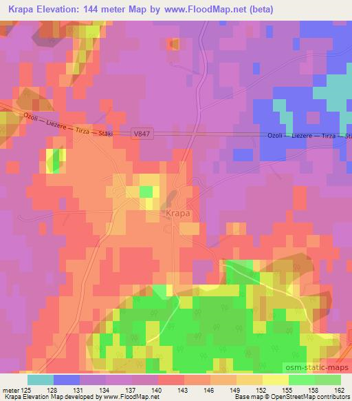 Krapa,Latvia Elevation Map