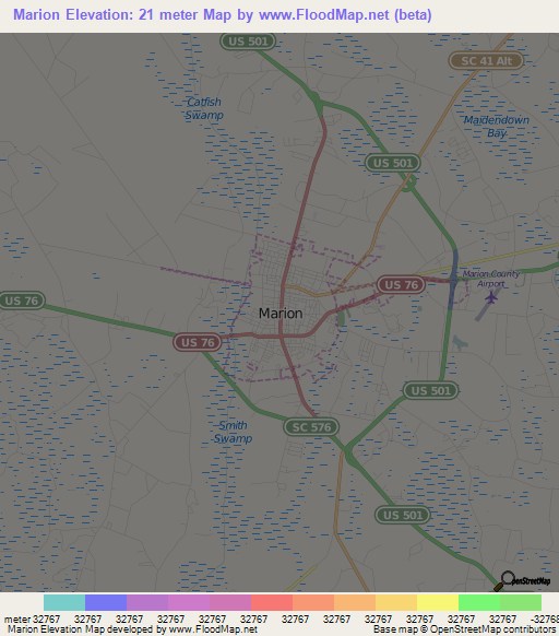 Marion,US Elevation Map