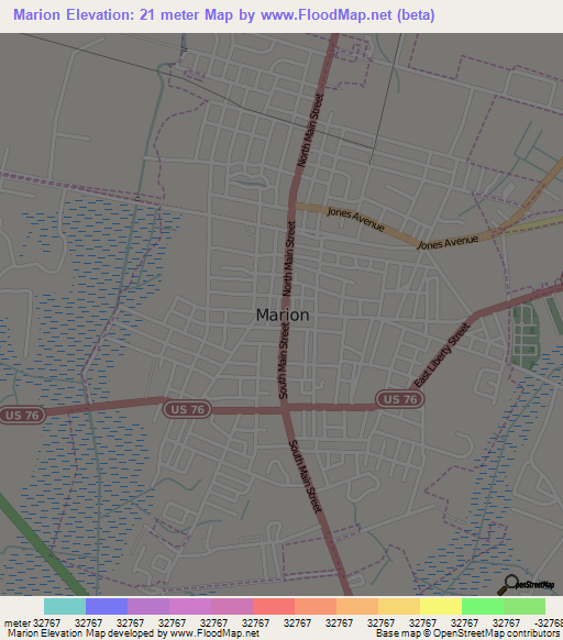 Marion,US Elevation Map