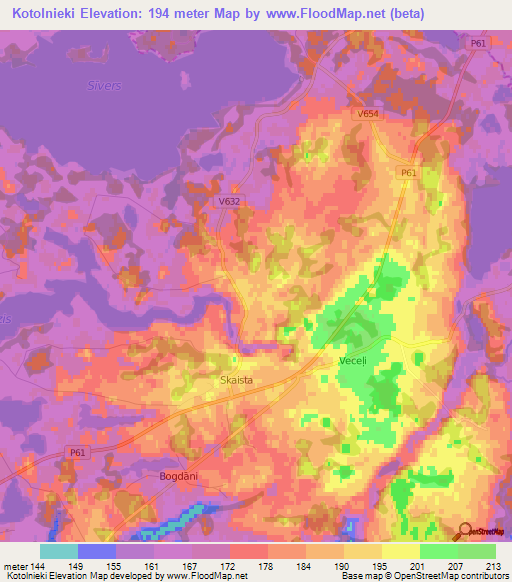 Kotolnieki,Latvia Elevation Map