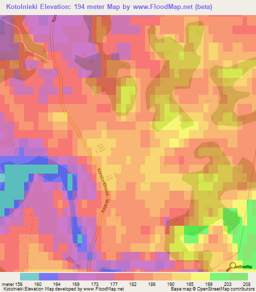 Kotolnieki,Latvia Elevation Map