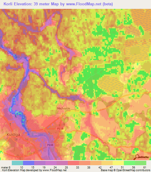 Korli,Latvia Elevation Map