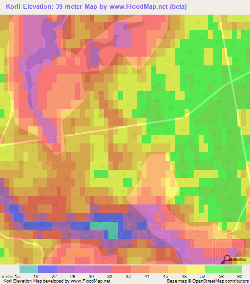 Korli,Latvia Elevation Map