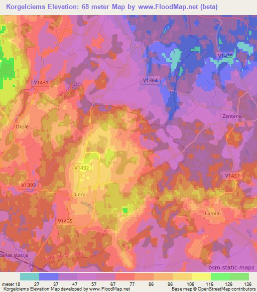 Korgelciems,Latvia Elevation Map