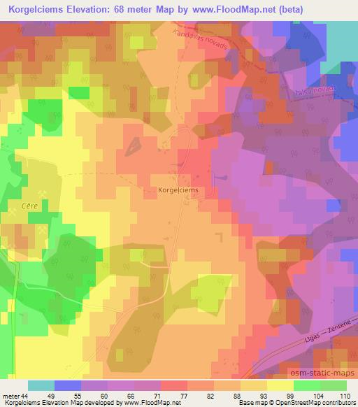 Korgelciems,Latvia Elevation Map