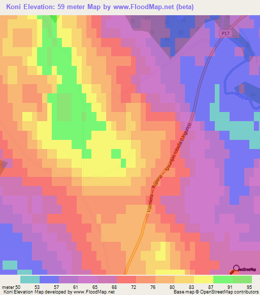 Koni,Latvia Elevation Map