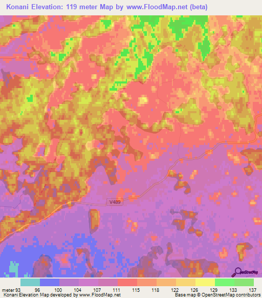 Konani,Latvia Elevation Map