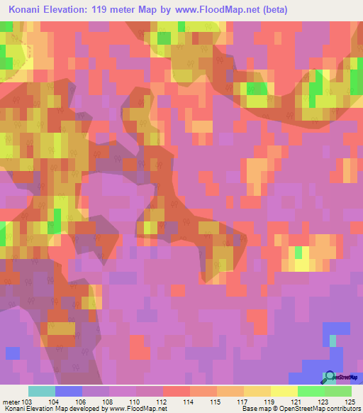 Konani,Latvia Elevation Map