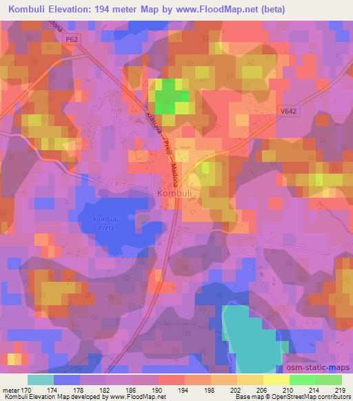 Kombuli,Latvia Elevation Map