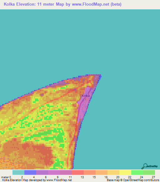 Kolka,Latvia Elevation Map