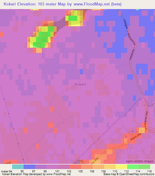 Kokari,Latvia Elevation Map