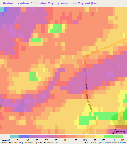 Koderi,Latvia Elevation Map