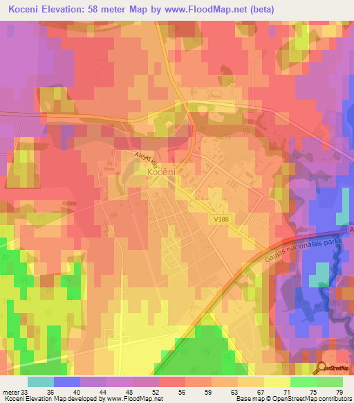 Koceni,Latvia Elevation Map