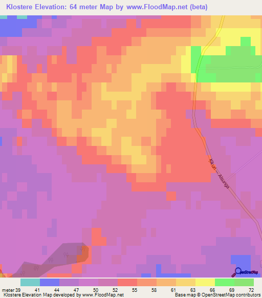 Klostere,Latvia Elevation Map