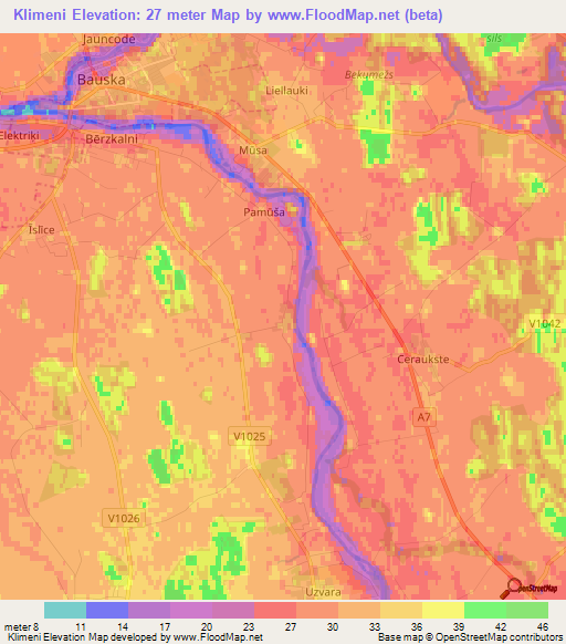 Klimeni,Latvia Elevation Map