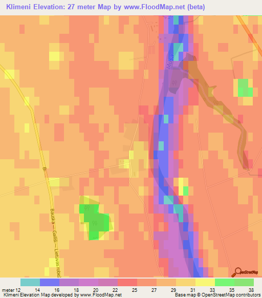 Klimeni,Latvia Elevation Map