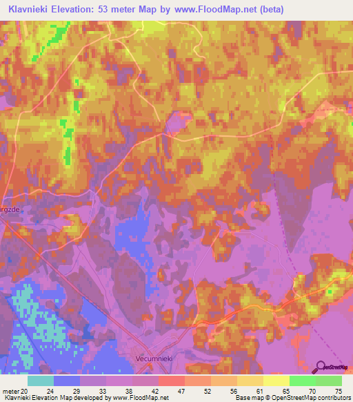 Klavnieki,Latvia Elevation Map