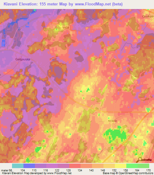 Klavani,Latvia Elevation Map