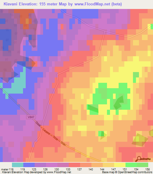 Klavani,Latvia Elevation Map